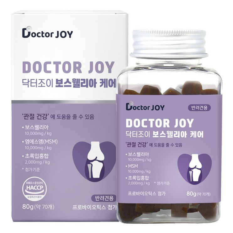 닥터조이 강아지 보스웰리아 케어 영양제 80g, 오리, 1개, 뼈관절강화
