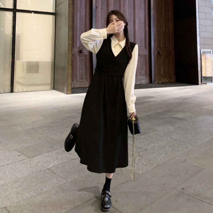 D1039 까데트 빅사이즈 셔츠 레이어드 롱원피스 44110 D1039 까데트 빅사이즈 셔츠 레이어드 롱원피스 44110