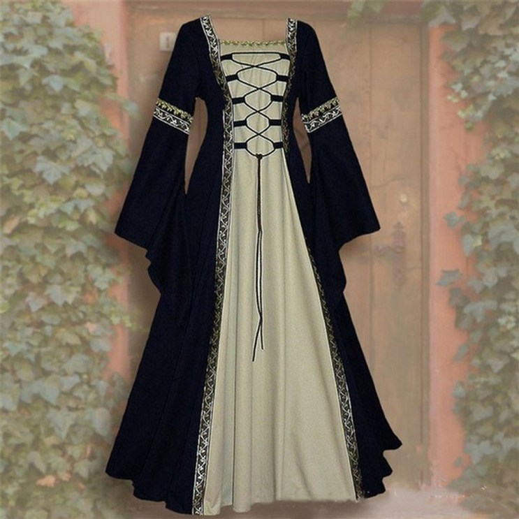 중세시대드레스 왈츠 원피스 서양 귀족 드레스 19세기 여성 우아한 코트 공주 의상 긴