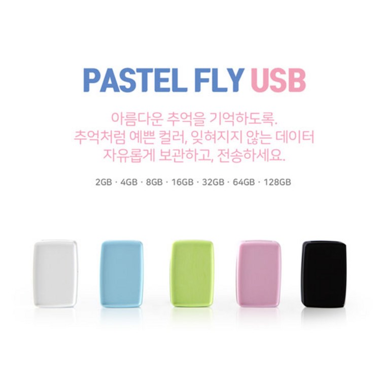 이앤디몰 FLY USB 메모리 2GB/파스텔톤/USB2.0/미니멀 사이즈 슬라이드형 5890502676