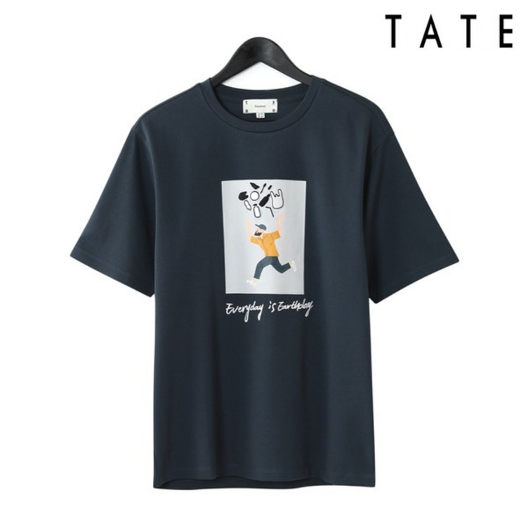 테이트 공용 빅 프린트 티셔츠 네이비 KAAF7UKL031 - 투데이밈