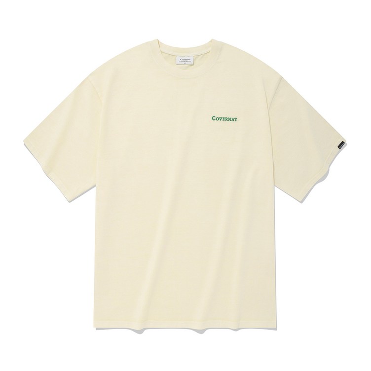 [커버낫 본사]피그먼트 스몰 어센틱 로고 티셔츠 크림 - 투데이밈