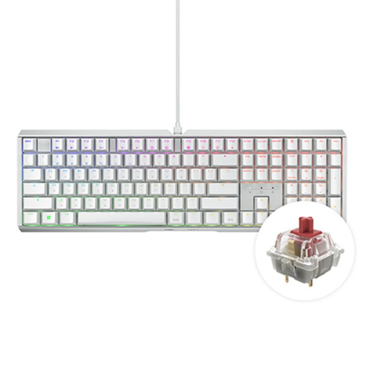 체리키보드 MX 3.1 RGB MX2A 축 게이밍 기계식 키보드, 저소음 적축, 화이트, G803890HHAKR0