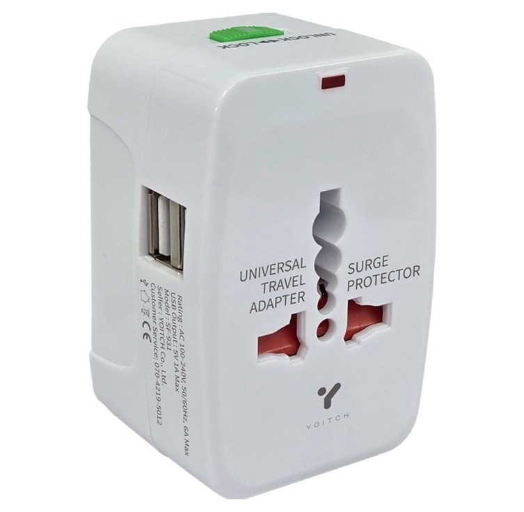 요이치 유니티J 해외용 2포트 USB 멀티 어댑터 화이트, 파우치