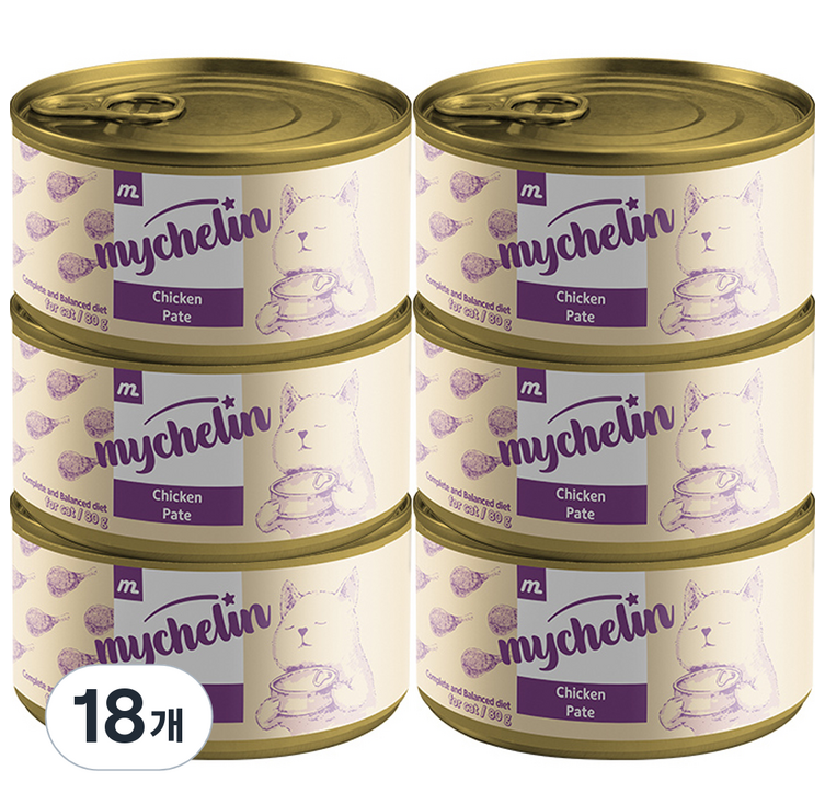 마이베프 전연령 고양이 주식 비프 파테 습식캔, 닭, 80g, 18개