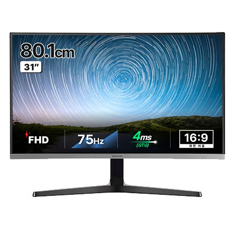삼성전자 80.1cm 75Hz 인피니티 디자인 커브드 모니터, 80.1cm, C32R500