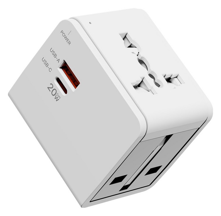 누아트 Gan PD 20W 고속충전 해외 여행용 멀티 어댑터 2포트 C타입  USB 포트 화이트