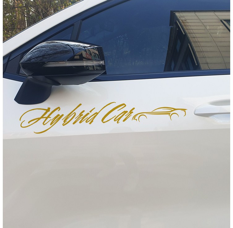 하이브로드 자동차 레터링양방향 2개 HYBRID CAR 차량용스티커 자동차스티커 레터링 데칼스티커, 골드, 2개