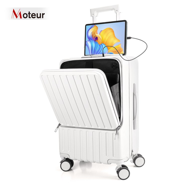 Moteur  캐리어 기내용 중대형 여행용 캐리어  컵홀더 USB연결젠더 여행짐  노트북 수납 가능 TSA락 가방