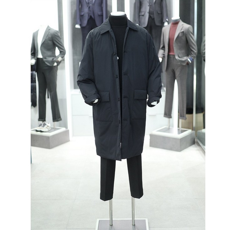 앤드지 겨울코트 덕다운 칼라넥 아웃포켓 블랙 겨울 봄 바이 지오지아