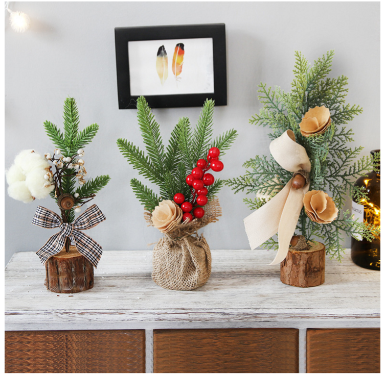 ROOICE 크리스마스 미니  혼합트리 실내 소형 장식트리 세트 스티커 증정SDSMF7