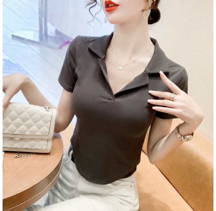 Ogfaour 여성 여름 숏 슬림 순면 반팔 티셔츠