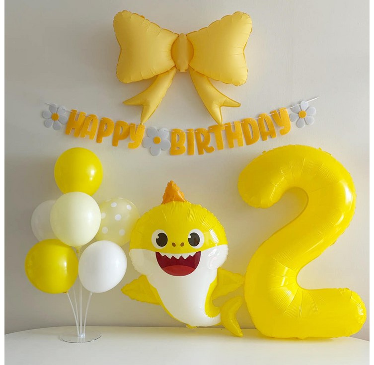 아기 상어 두돌 생일 풍선 파티 세트