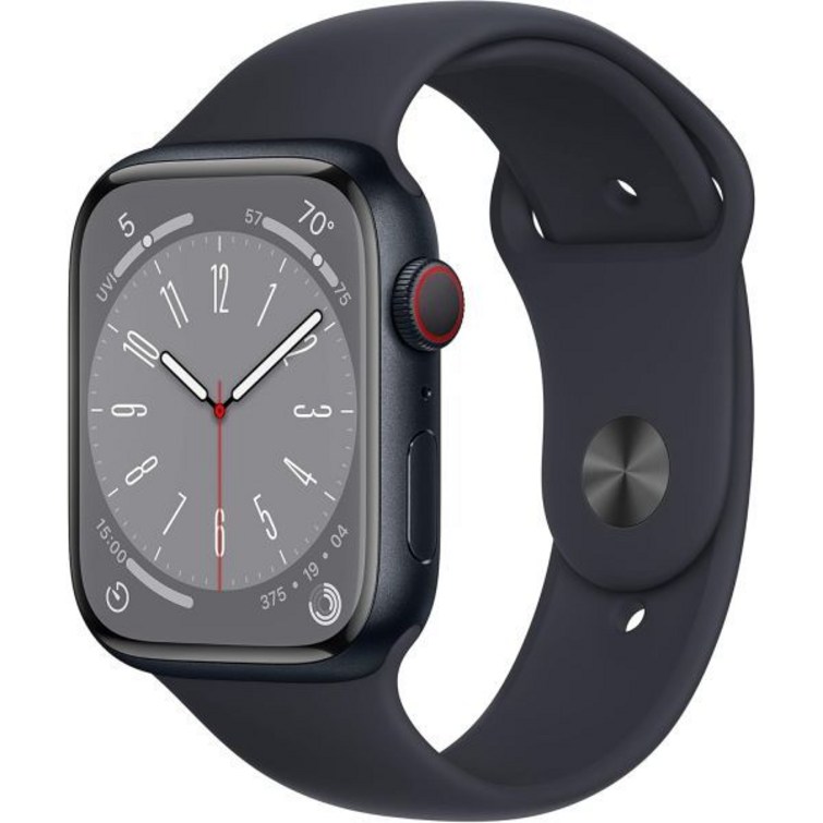 Apple Watch 시리즈 8 GPS 셀룰러 45mm 미드나잇 스포츠 밴드가 있는 알루미늄 케이스 ML갱신 Apple Watch 시리즈 8 GPS 셀룰러 45mm 미드나잇 스포츠 밴드가 있는 알루미늄 케이스 ML갱신